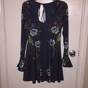 Urban Outfitters Blue floral bell sleeved dress